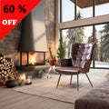 Maroon Faux Leather Wingback Accent Chair V87496