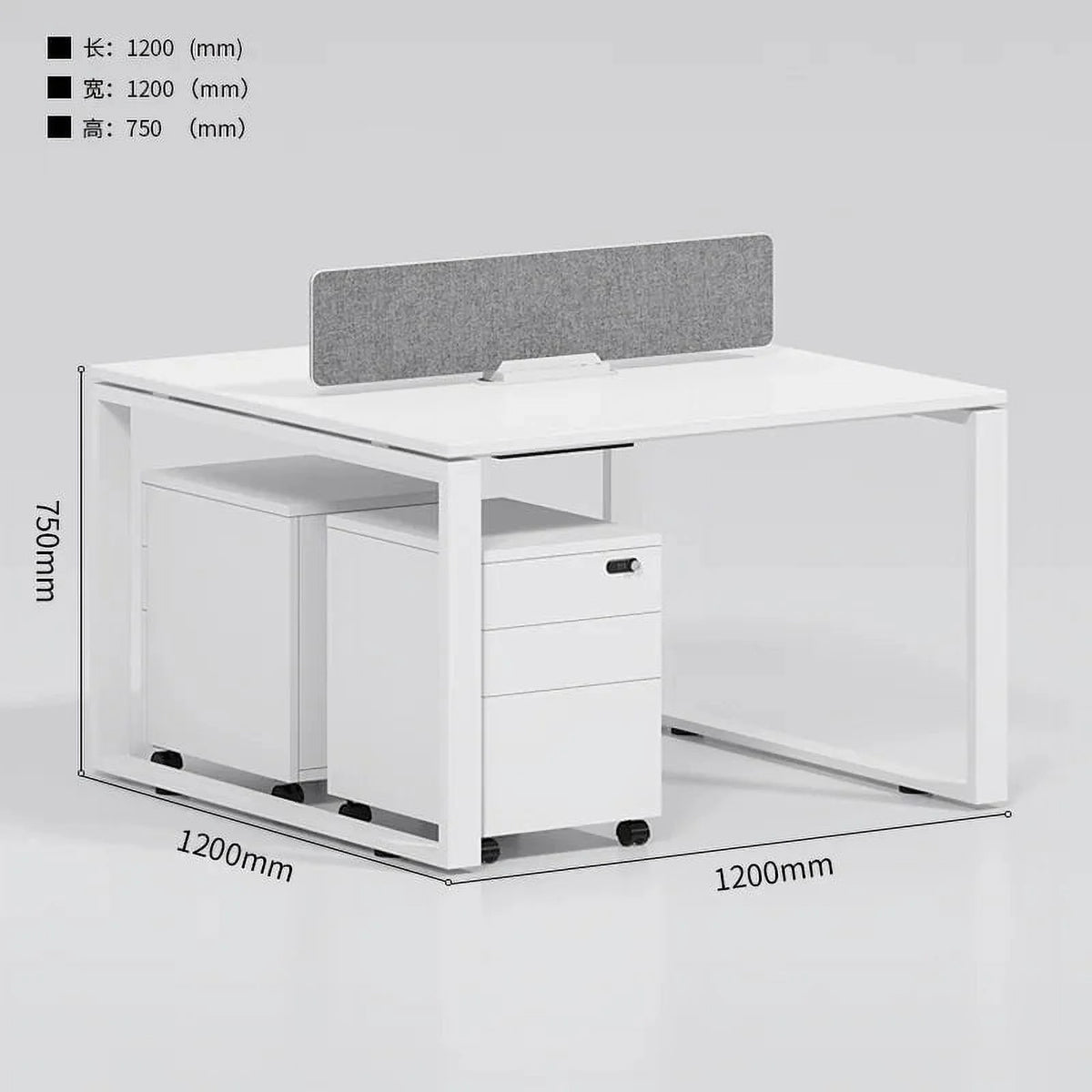 White Wooden Computer Desk with Metal Frame L954853