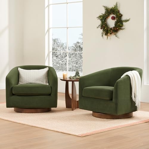 Swivel Upholstered Fabric Barrel Chair C51888