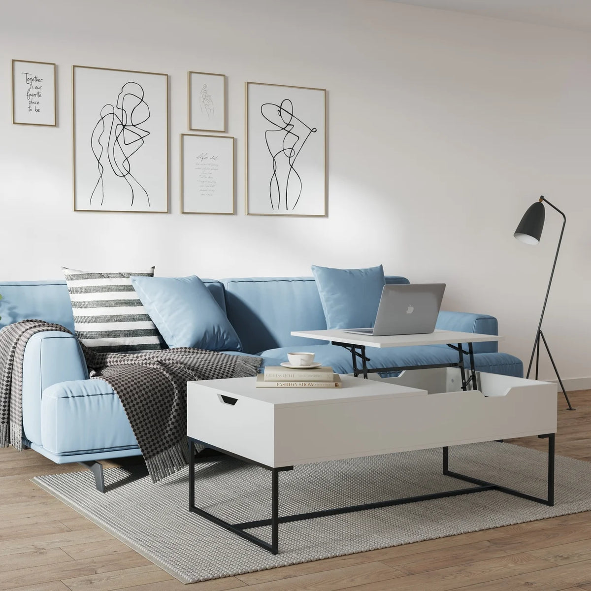 White Half Lift Top Coffee Table X661