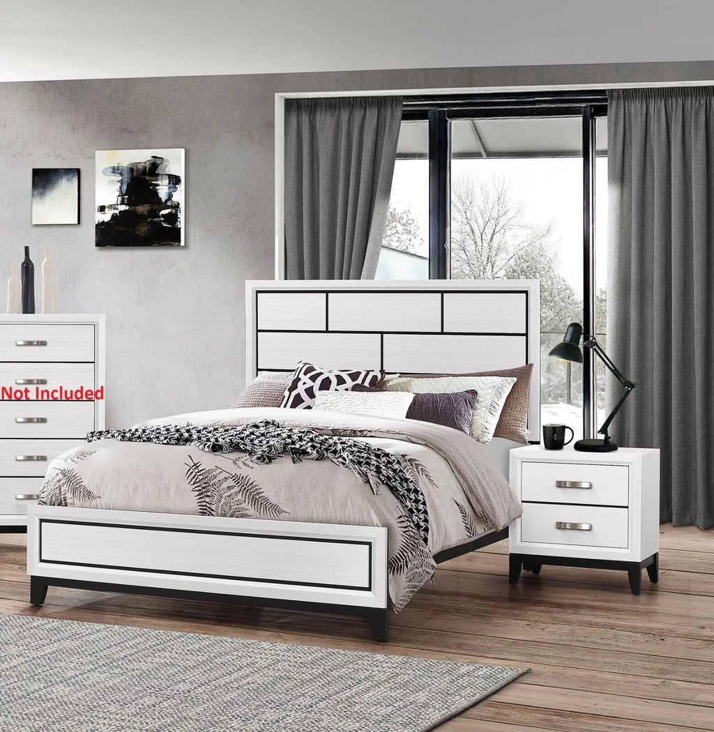 3pc Full Size Low-Profile Bed and 2 Nightstands White J985298