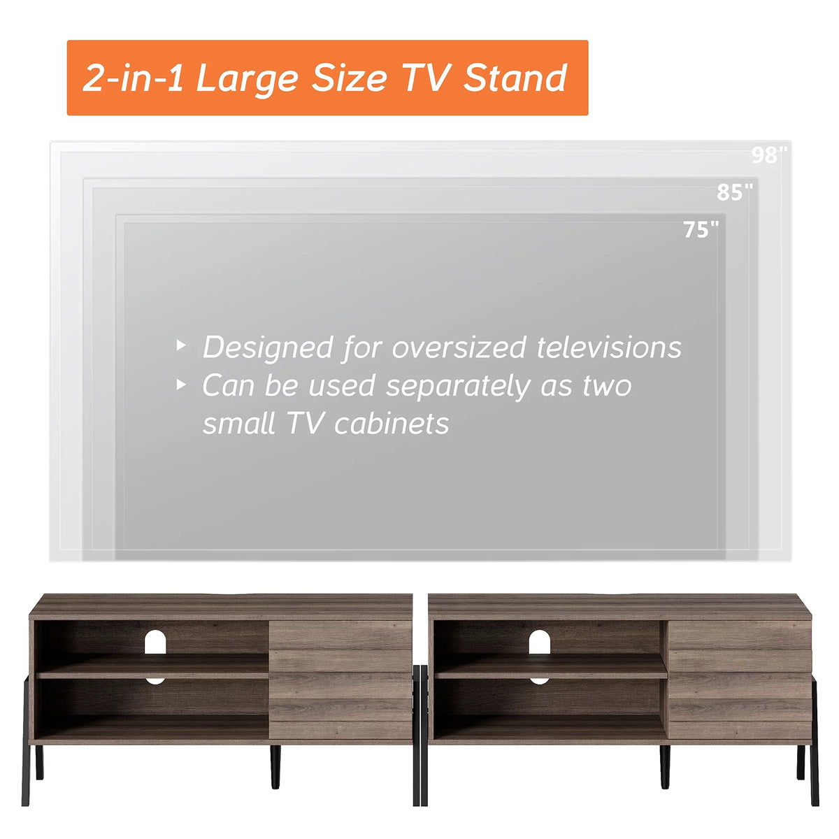 Mid-Century TV Stand with 6 Storage W51905