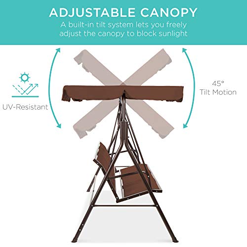 2-Seater Outdoor Adjustable Canopy Swing Glider J29112
