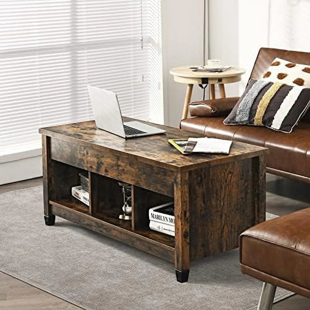 Lift Top Coffee Table with Solid Wood Legs T732410