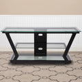 Glass TV Stand with Black Metal Frame G48946
