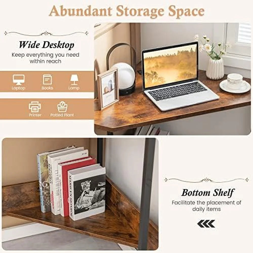 Corner Desk with Power Outlet Triangle Computer Desk C9372