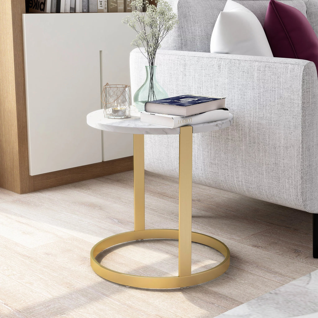 18-inch Faux Marble Side Table K7513
