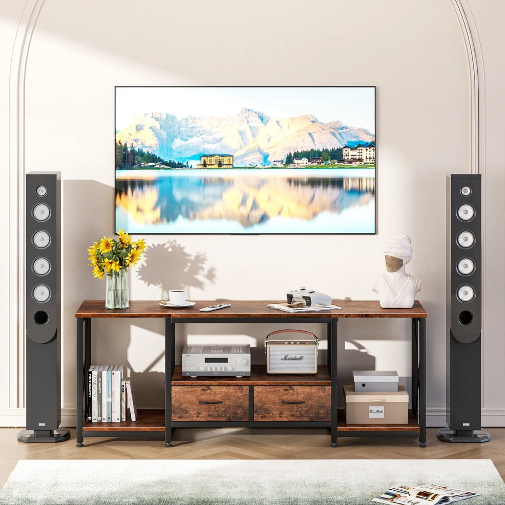 Rustic Brown TV Stand with Drawer for 55 60 65 Inch TV F95656