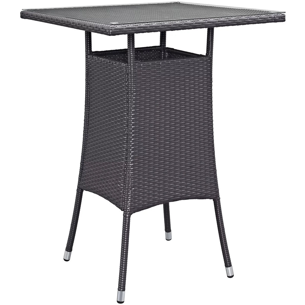 White Rattan 5 Pc Outdoor Patio Bar Table and Chairs Set H86763