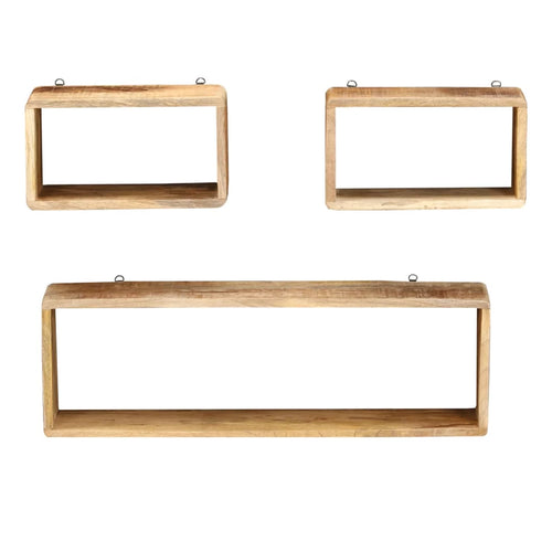 3 Piece Solid Mango Wood Wall Cube Shelf Set K4716