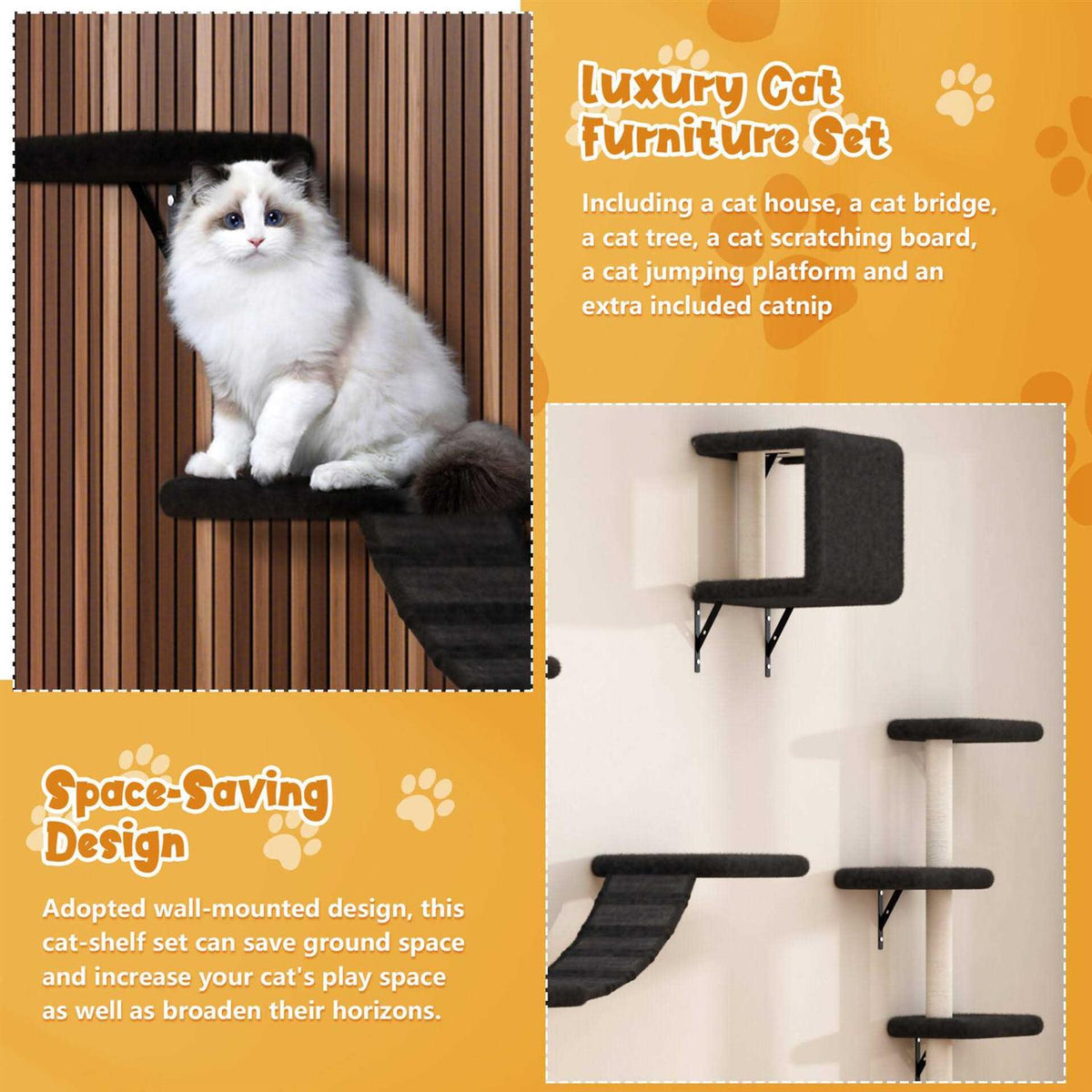 Wall Mounted Shelves Set Cat Tree G8507