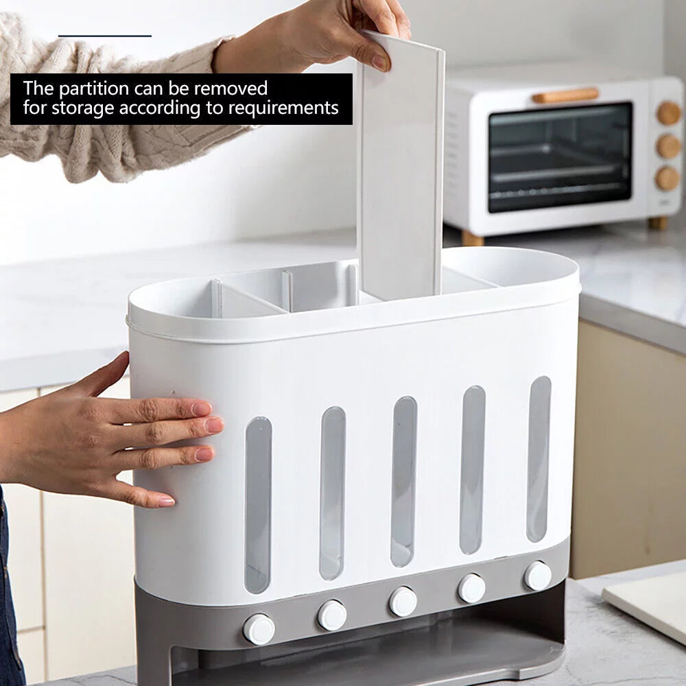 Wall Mounted 5 Grid Dry Food Dispenser with Measuring Cup B49950