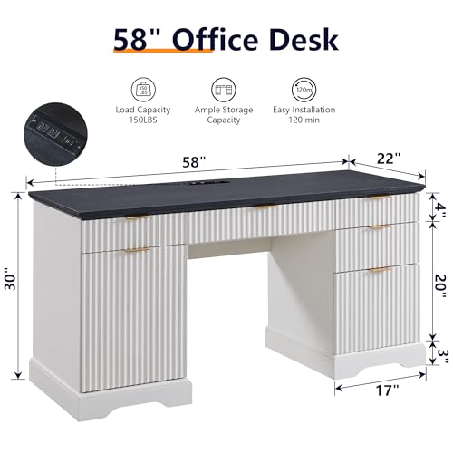60" Oak Executive Desk with Drawer & Cabinet C76238