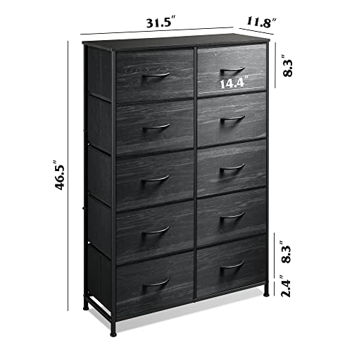 Black 10 Drawer Tall Dresser M477704