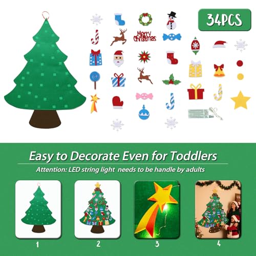 Felt Christmas Tree Set with 34 Detachable Ornament L92501