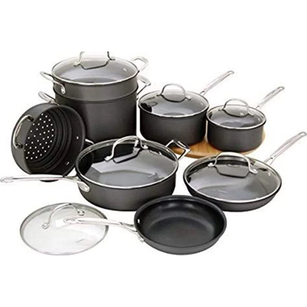 14-Piece Nonstick Hard-Anodized Cookware Set with 12-Piece Knife Set E9021