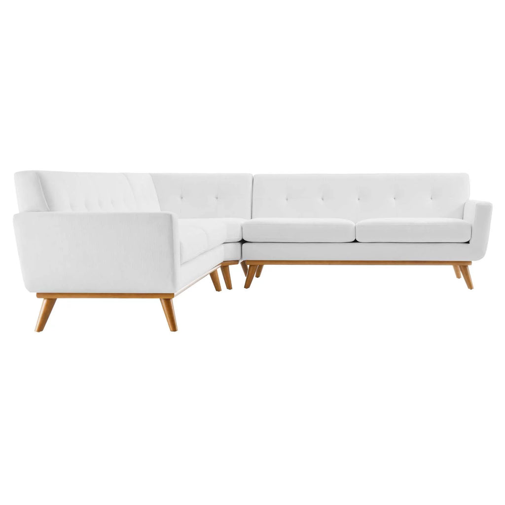 White Upholstered Fabric Sectional Sofa D8011