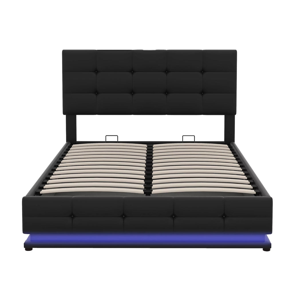 Black Full Size Upholstered Bed Frame with Lift Up Storage V58538