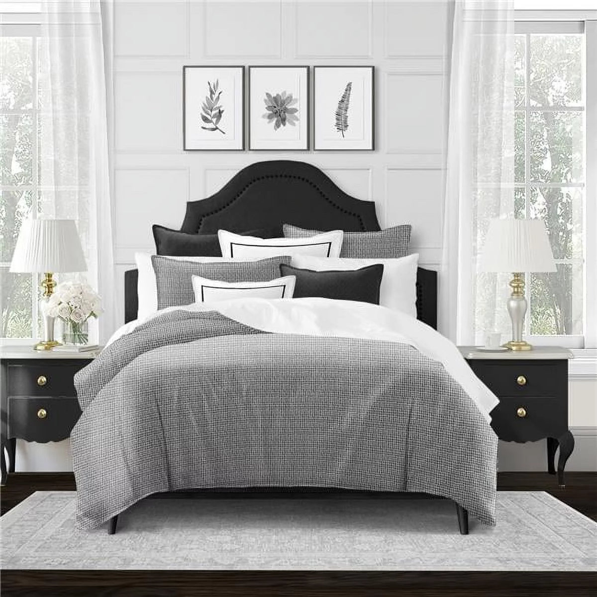 Charcoal Full & Double Size 5 Piece Comforter & 2 Pillow Shams Set C99498