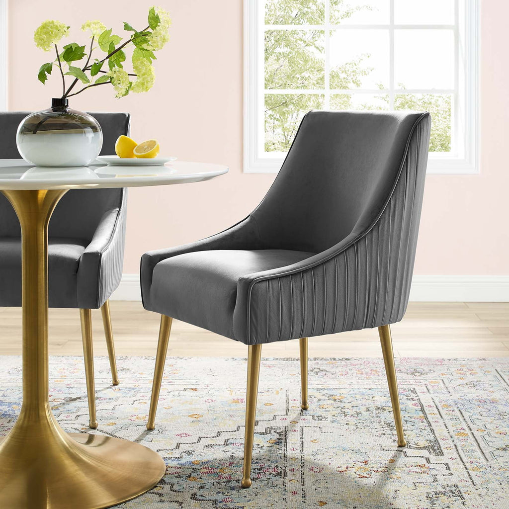 Gray Upholstered Velvet Dining Chair D689662