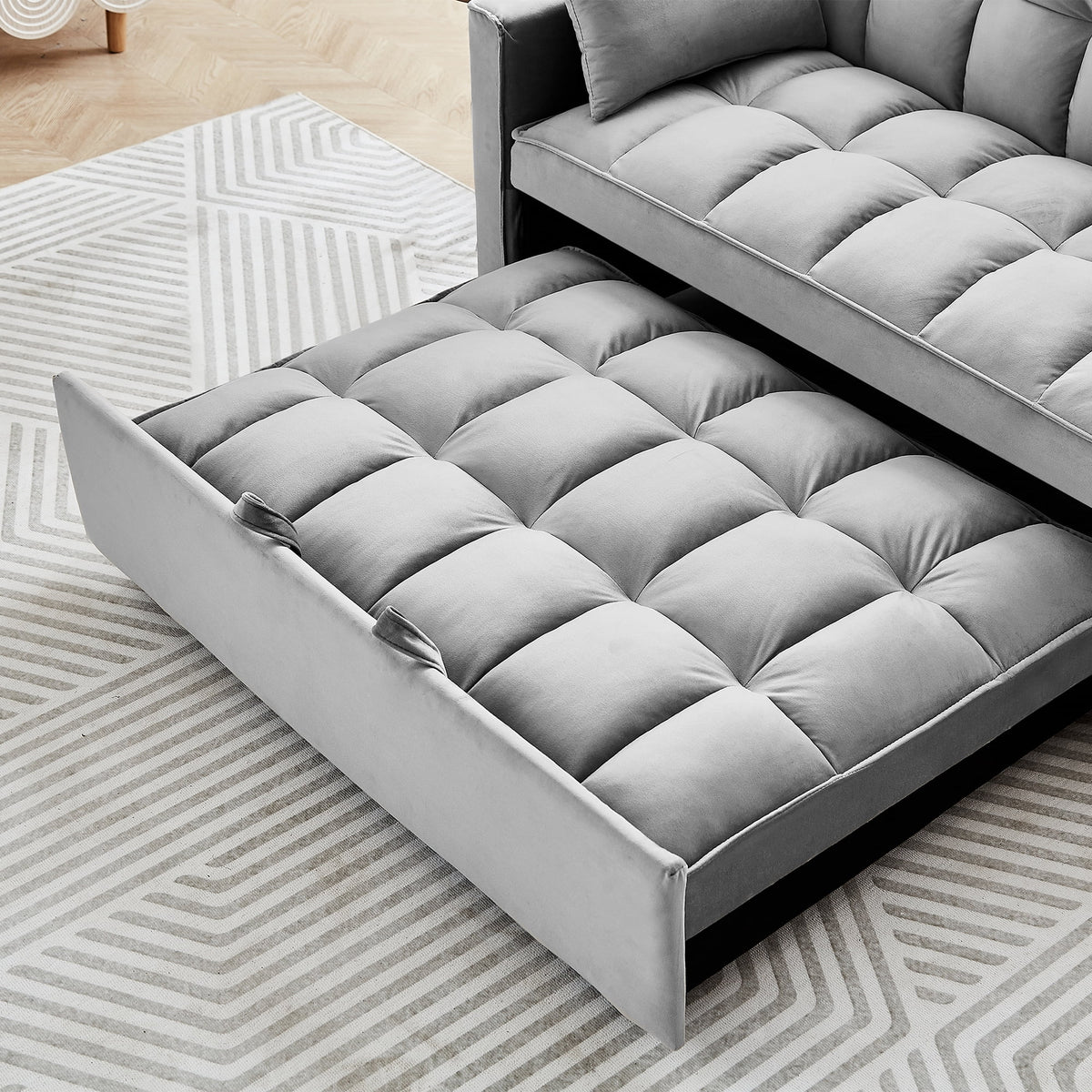 Black Velvet 3 in 1 Sleeper Sofa Bed L68150
