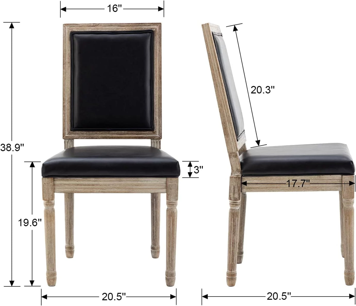 Black Leather Upholstered Dining Chairs Set of 6 V392685