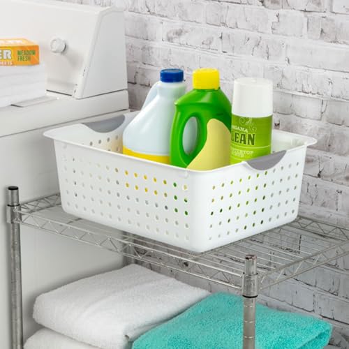 6-Pack White Plastic Storage Basket C417