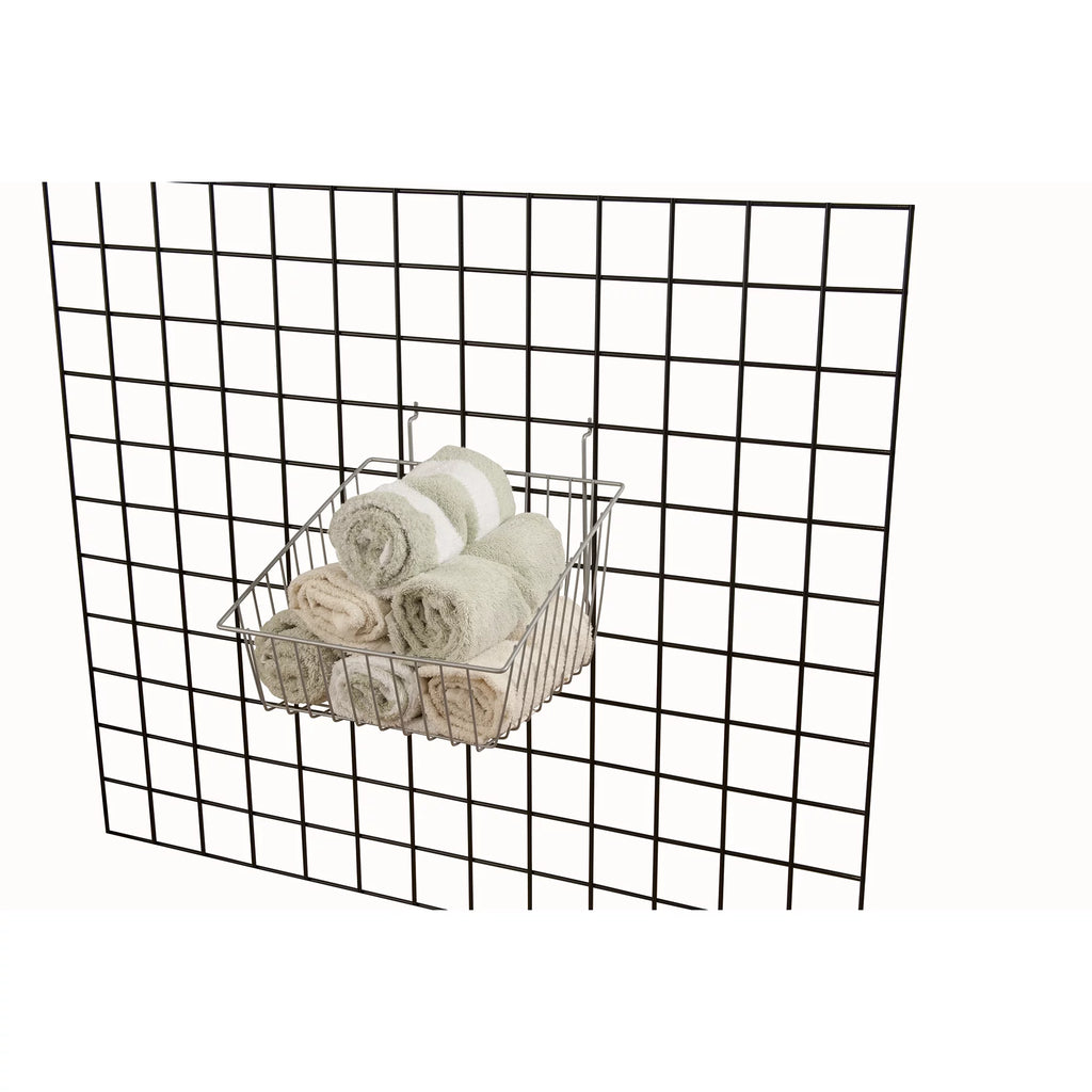 Black Metal Wire Basket for Slatwall, Pegboard or Gridwall, Pack of 6 D301140
