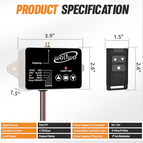 Wireless Remote Controller for 12V Hydraulic Dump Trailer with 2 Remotes U795380