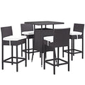 White Rattan 5 Pc Outdoor Patio Bar Table and Chairs Set H86763