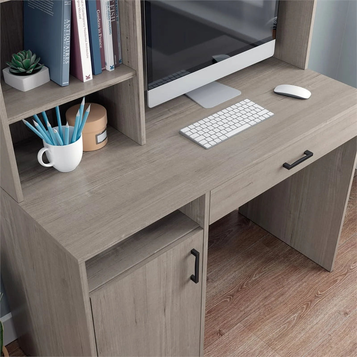 Engineered Wood Desk with Hutch Y8749