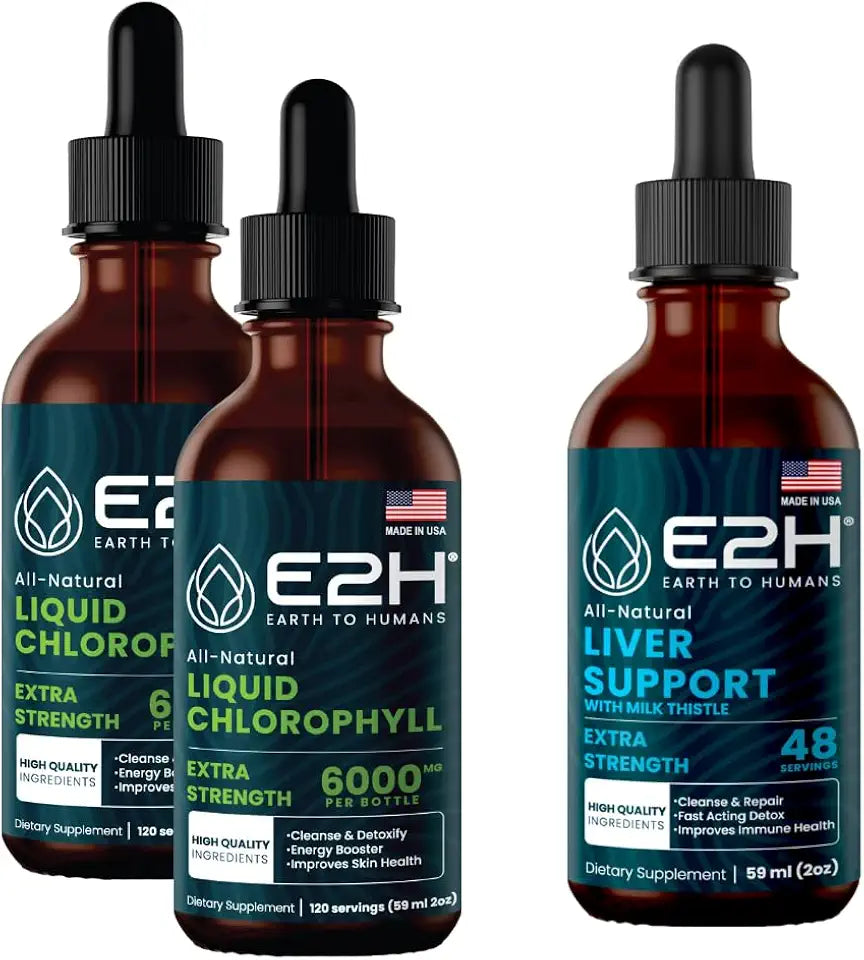 Chlorophyll Liquid Drops and Liver Support Supplement Bundle Y257