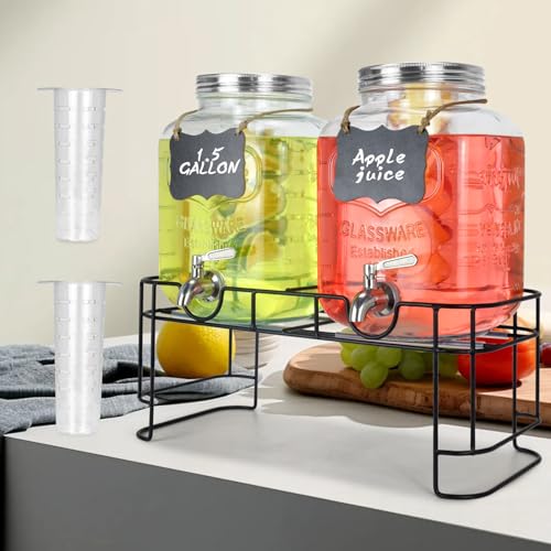 1 Gallon Glass Drink Dispenser with Stand and Stainless Steel Spigot P70010