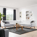 White Upholstered Fabric Sectional Sofa D8011