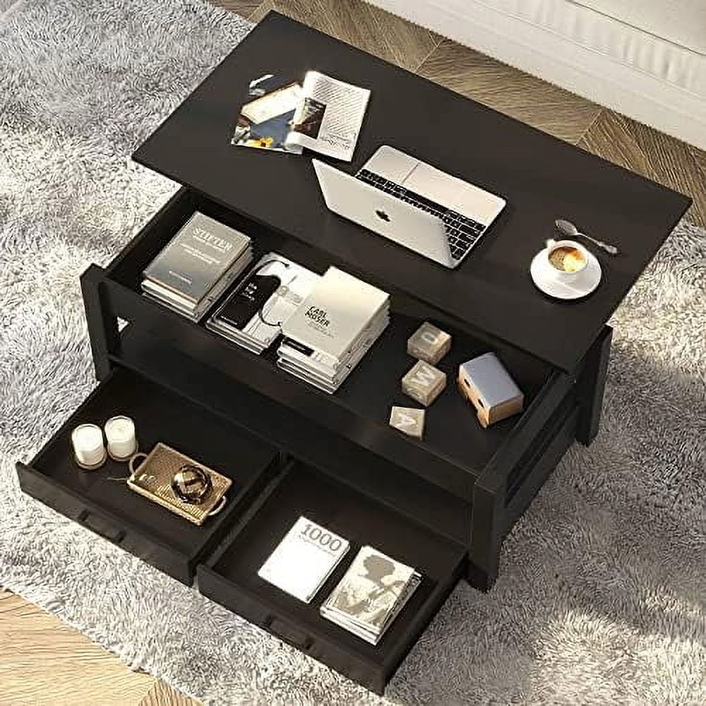 Lift Top Coffee Table with Drawers and Hidden Compartment B4029