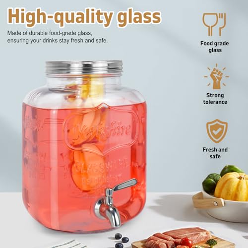 1 Gallon Glass Drink Dispenser with Stand and Stainless Steel Spigot P70010