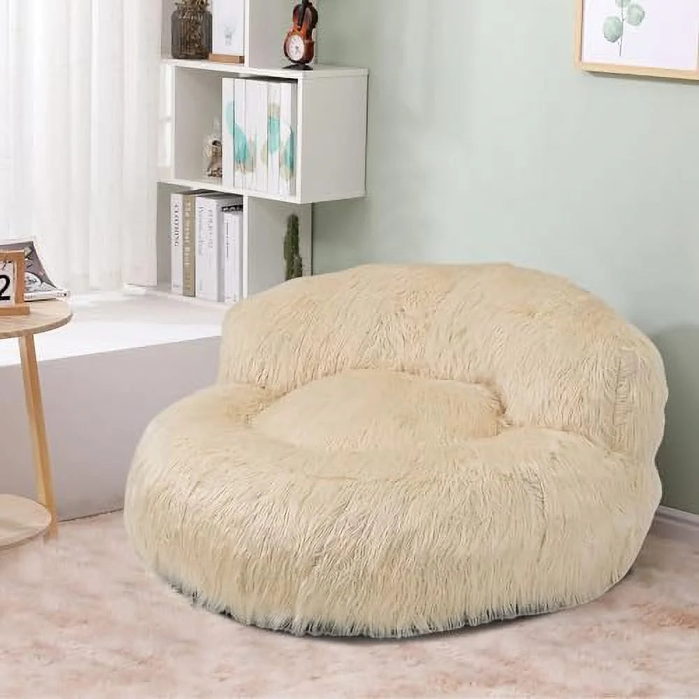 Fluffy Bean Bag Chair with Ottoman U1771