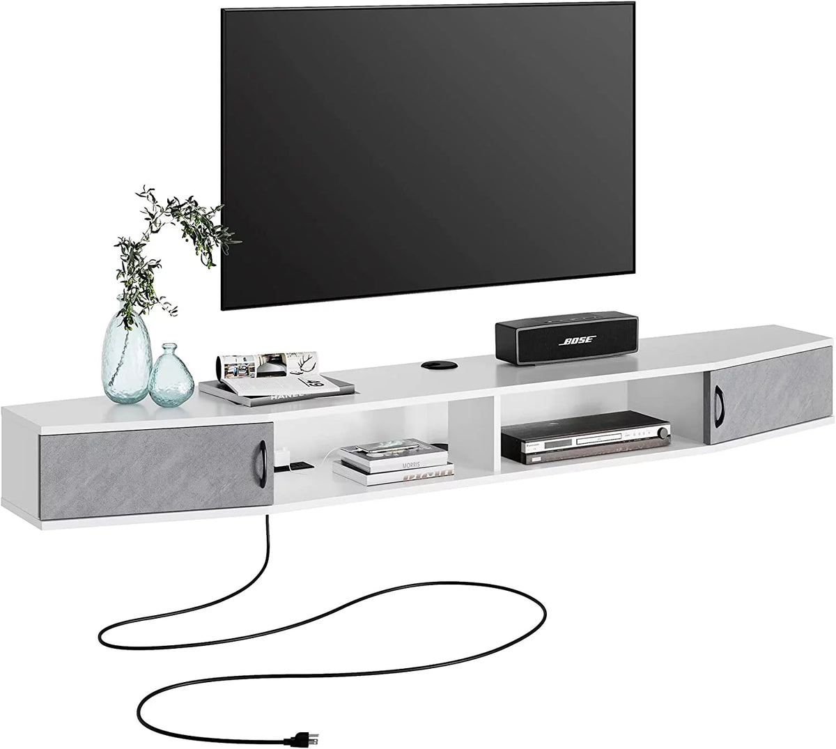 Black Floating TV Stand Wall Mounted Shelf Z7367