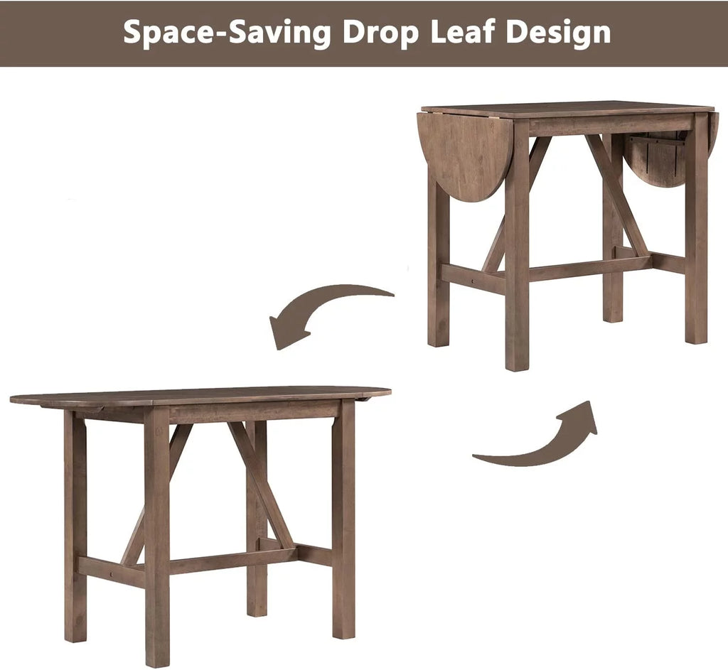 3-Piece Wood Counter Height Dining Table Set with 2 Upholstered Chairs and Drop Leaf Z506391