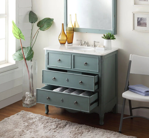 34" Vintage Blue Bathroom Vanity T193