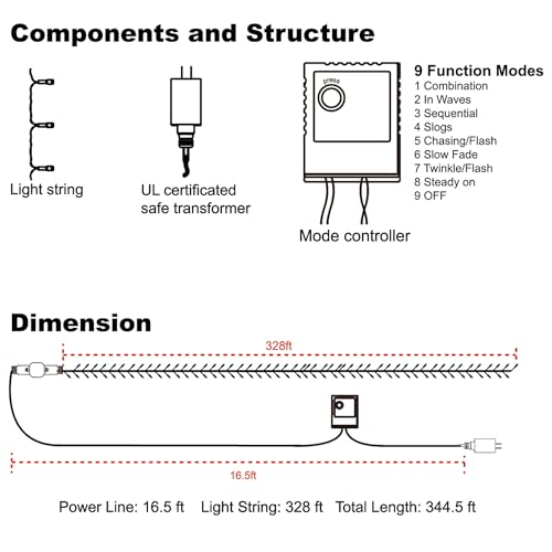 1000 LED 328 FT Waterproof String Lights with Remote & 8 Modes L96799