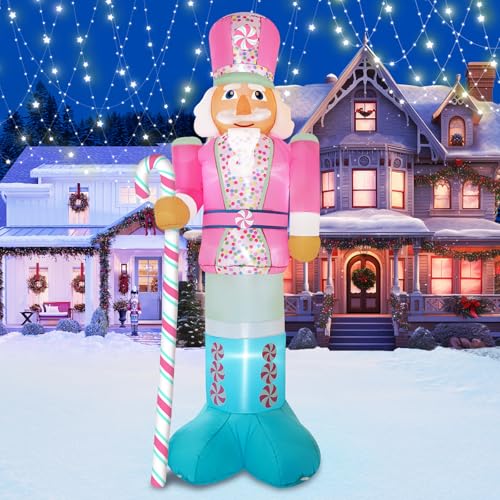 10FT Pink Inflatable Nutcracker with Built-in LED N5715