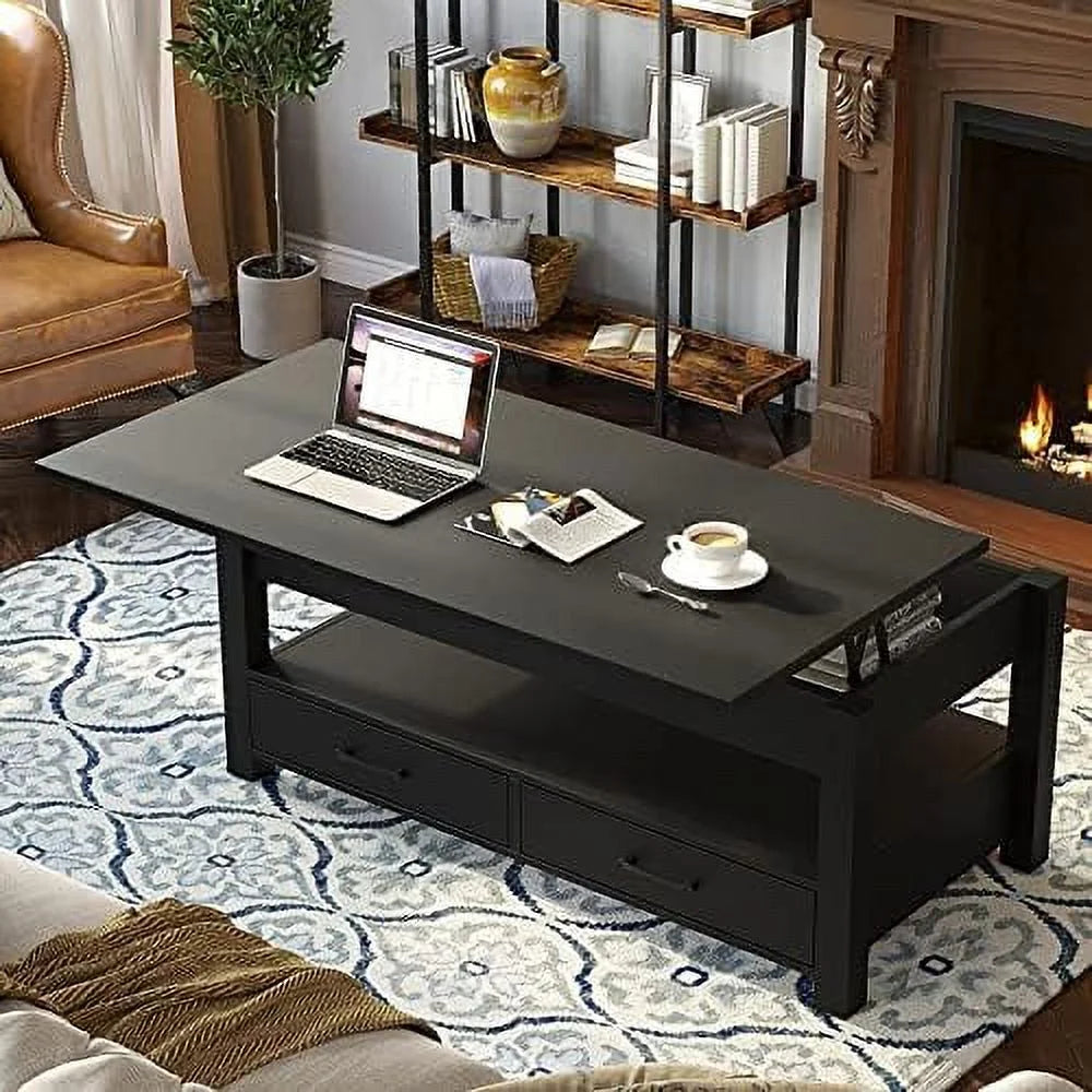 Lift Top Coffee Table with Drawers and Hidden Compartment B4029