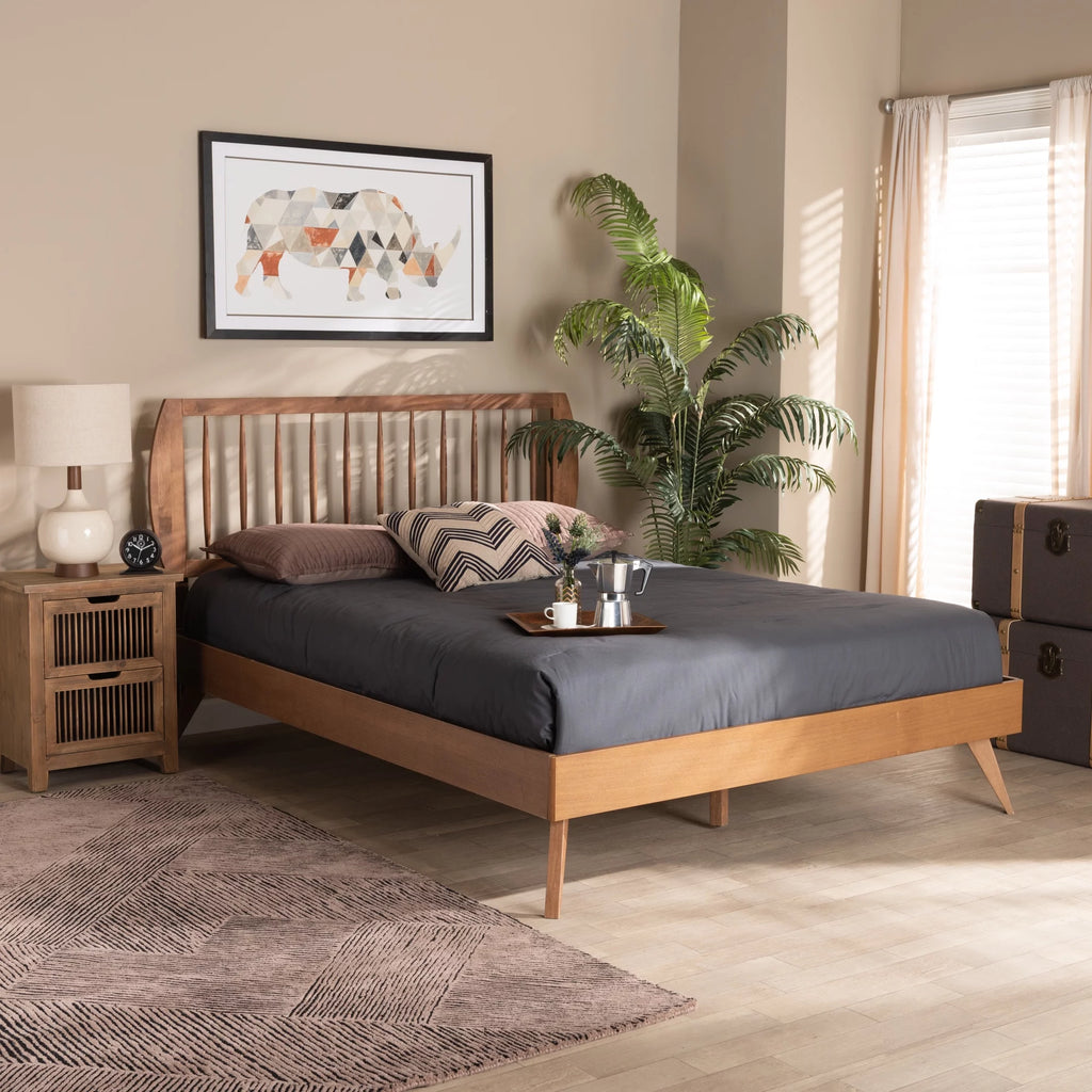 Queen Walnut Brown Engineered Wood Platform Bed G22801