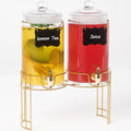 2 Pack 1 Gallon Glass Beverage Dispenser with Stand and Spigot C722