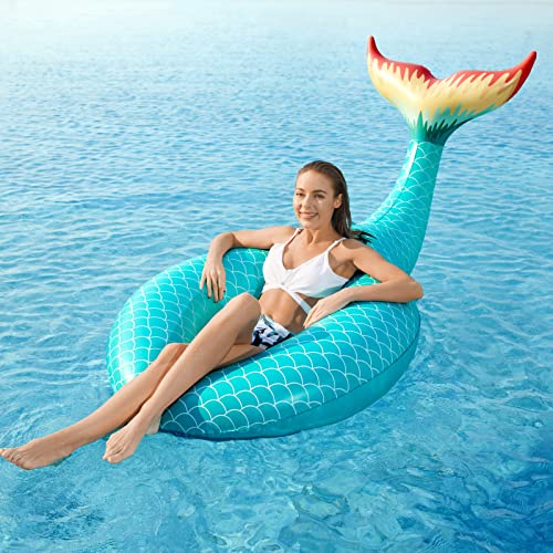 Inflatable Mermaid Tail Pool Float with Fast Valves Green T429