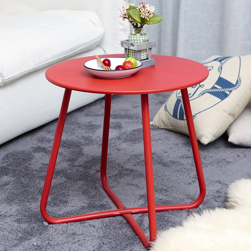 Steel Outdoor Side Table Red J45401