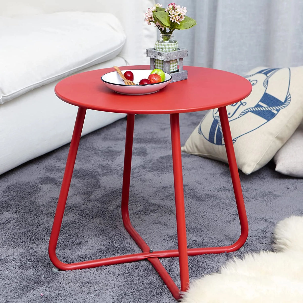 Steel Outdoor Side Table Red J45401