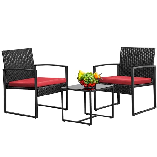 3 Piece Wicker Bistro Set with Coffee Table B6412