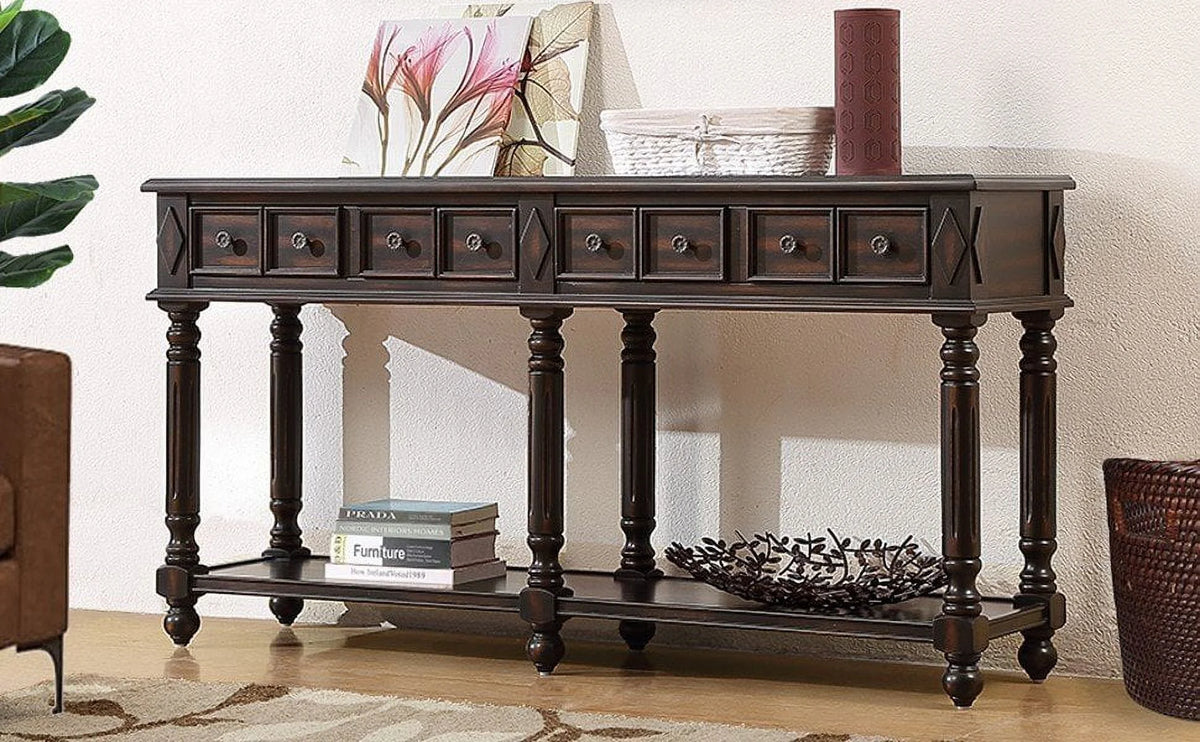 Console Table with 2 Drawers and Bottom Shelf J67431
